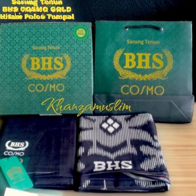 SARUNG TENUN BHS GOLD || BHS COSMO HITAM POLOS Kain Muslim