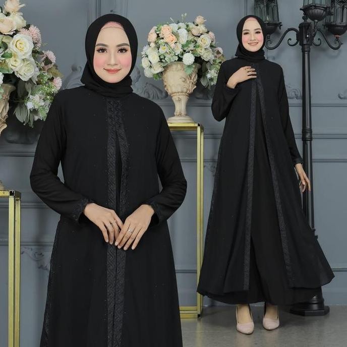 GALERI SICANTIK - COD - Gamis Abaya Turki Hitam Polos - Baju Abaya Hitam Polos Elegan 2023 - Gamis H