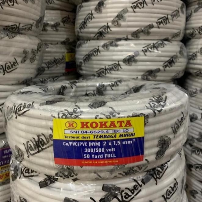 KOKATA KABEL NYM BY VISICOM 2X1,5MM 50 YARD 45M KABEL TEMBAGA