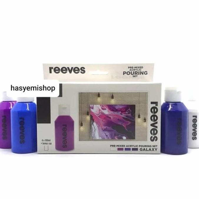

ready Reeves Acrylic Pouring Set 4 100 ml + Bonus Cup # Metallic Theme