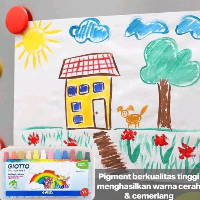 

ready Crayon Oil Pastel Giotto Big Rainbow 295100 Non Toxic Harga 1 Set 12 Warna