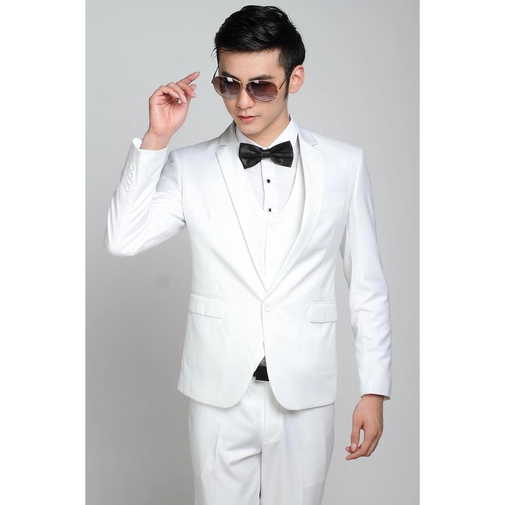SETELAN JAS AKAD NIKAH PRIA WARNA PUTIH EXCLUSIVE KANCING 1 NIKAYU murah