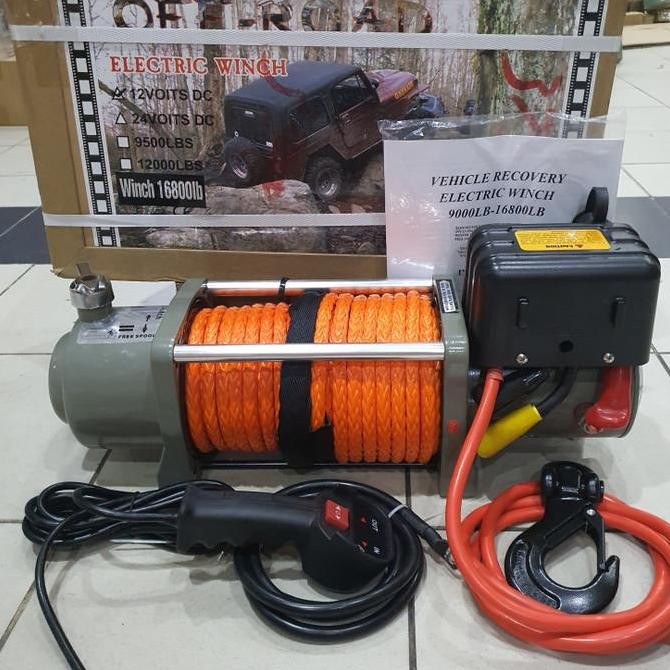 WINCH 16800 LBS SYNTHETIC PLASMA ROPE OFFROAD CAR ELECTRIC WINCH