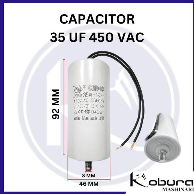 Capacitor CBB60 Kapasitor 35 UF 450 VAC Baut Untuk Mesin Elektromotor Kompressor Angin Portable ASLI