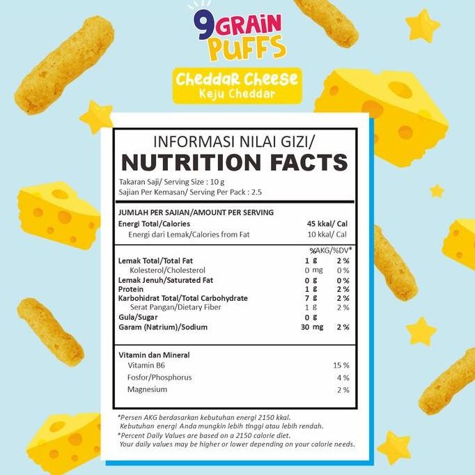 

Sale Bundle Hemat 20 Pcs Nola 9 Grain Puffs Cheddar Cheese (Keju Cheddar)