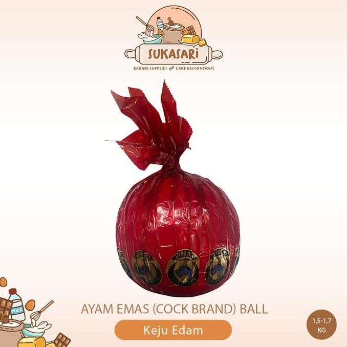 

Grosir Edam Ayam Emas Bola Ball Cock Brand / Keju Edam / Keju Apel 1 Kepala