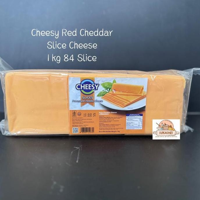 

Murah Cheesy Red Cheddar Slice 1Kg Keju Burger Melted Leleh