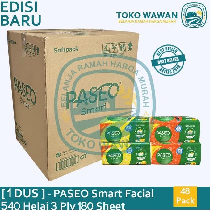 Tissue Paseo Smart Facial 250 Sheet / 1 Dus / Karton Isi 48 Pack