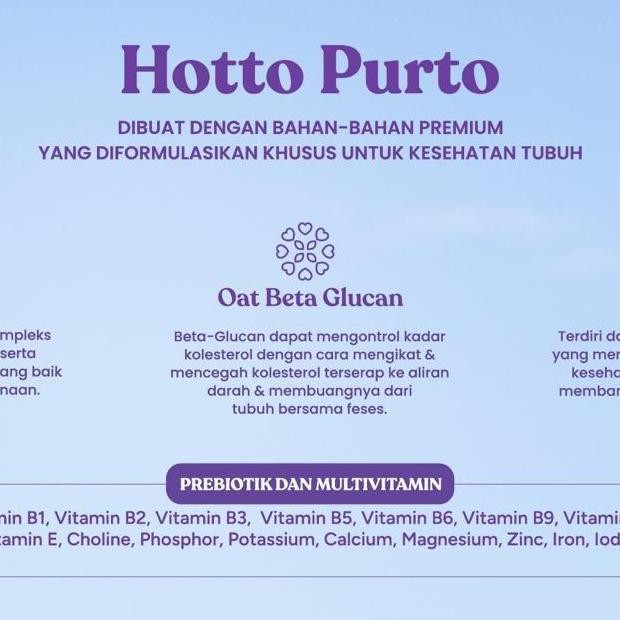 

Hotto Purto Oat Multigrain Kemasan Pouch Sereal Tambahan Serat Alami Promo