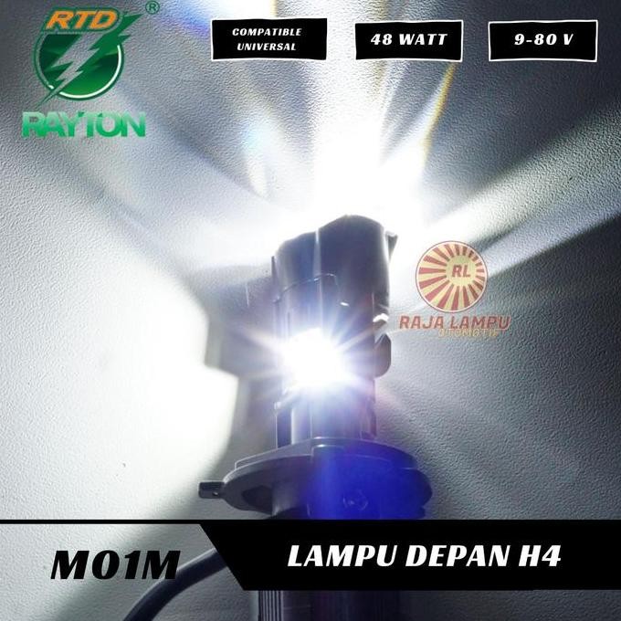 LAMPU PROYEKTOR LED RAYTON M01M H4 DENGAN KIPAS 48WATT MOTOR MOBIL