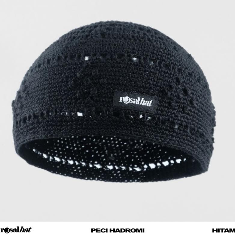 Peci Rajut Hadromi Tebal Dewasa ROSAL / Kopiah Haji Rajut Yaman Peci Rajut Yaman Hitam Putih / Peci 