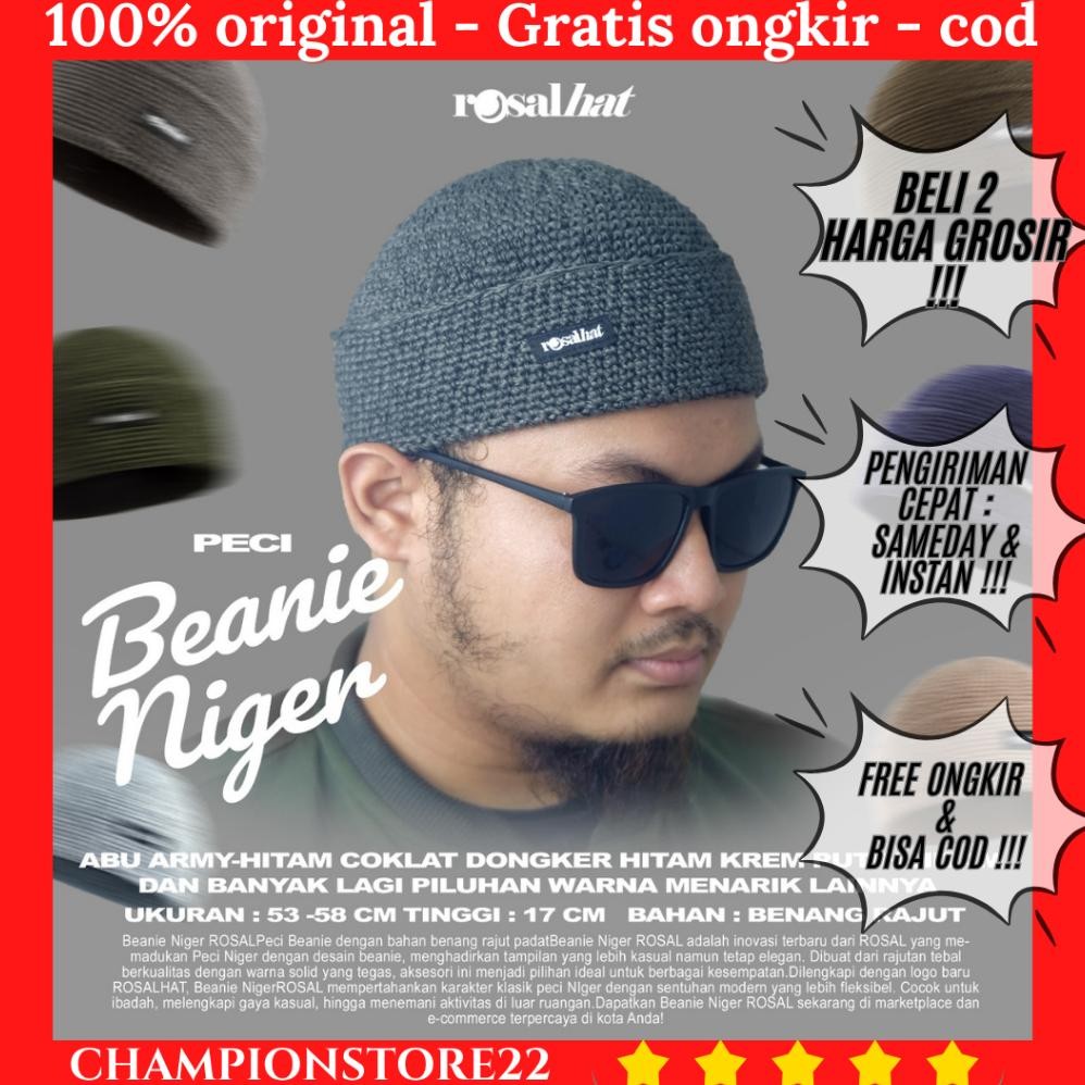 Peci Rajut Rosal Beanie Hat Niger Rosalhat Kupluk Sholat Topi Pria Dewasa AST