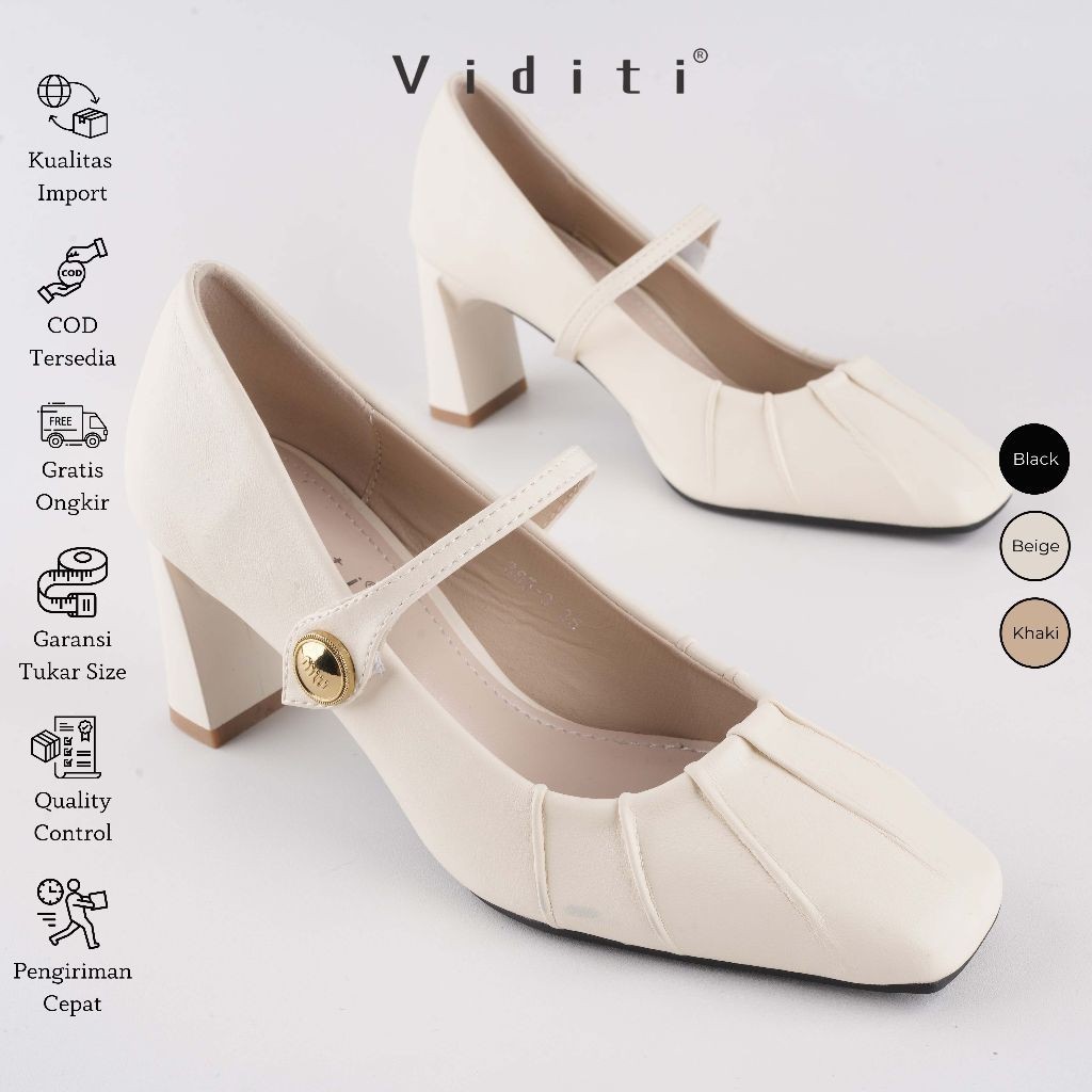 Viditi Priya Block Heels 7 cm | Shoes | Sepatu Import Wanita | Kerja | Kuliah | Kantor | Tapak Tahu