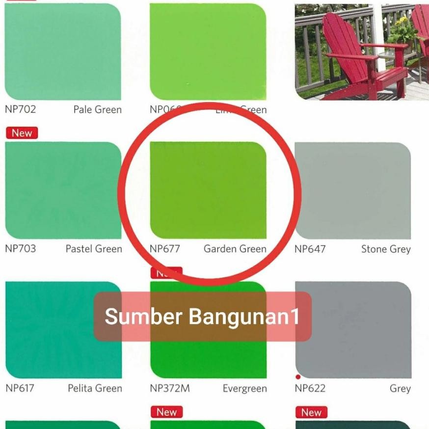 

Cat Kayu dan besi minyak NP 677 Garden Green Junior 66 Nippon Paint hijau SV9