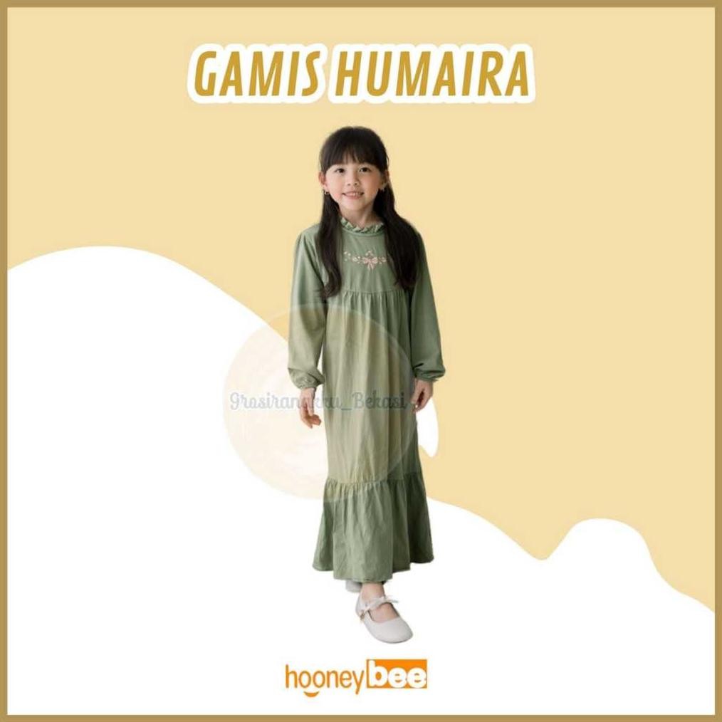 Hooneybee Humaira Olive - Gamis anak Perempuan [Size 2-10 Thn] Baju Kaos Cewek AST