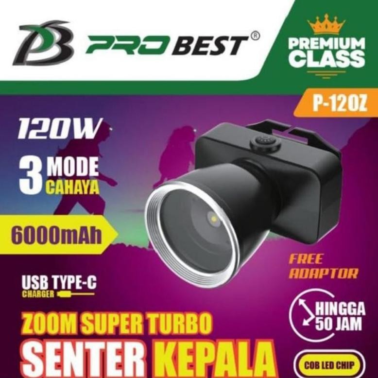Viral Pro Best Senter Kepala Zoom Super Turbo 180 Watt Baterai 12000Mah Fgh-56