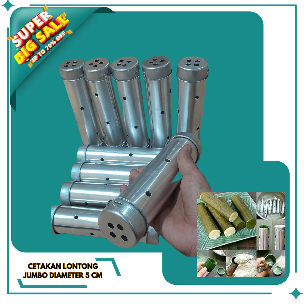 10 pcs Cetakan Lontong jumbo diameter 5 cm panjang 20 cm bahan Alumunium