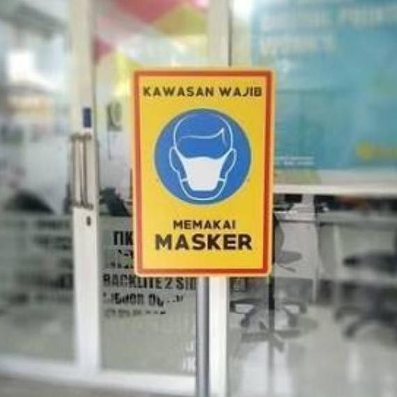 

NEW sign rambu tiang berdiri standing kawasan masker mask aturan jarak
