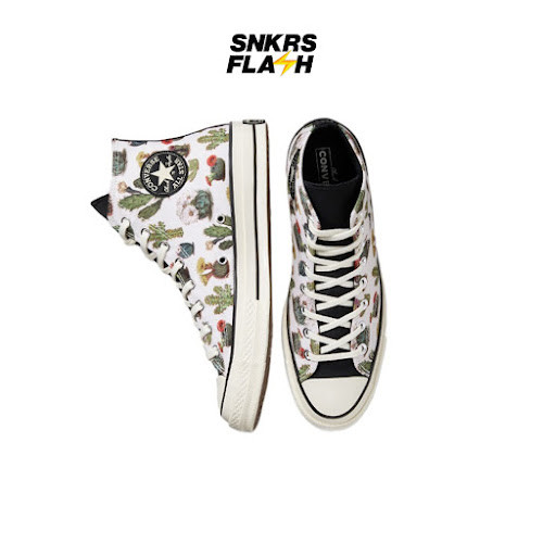 CONVERSE Chuck 70 Succulent Print Egret Black Sepatu Sneakers Wanita - A00653C - Size 40
