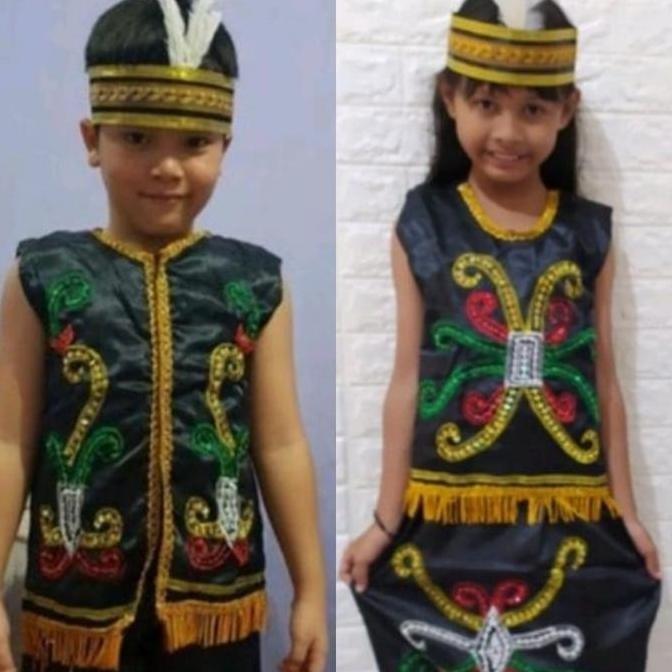 Baju Adat Dayak Anak Laki Perempuan Tk Sd // Pakaian Adat Kaltim Anak