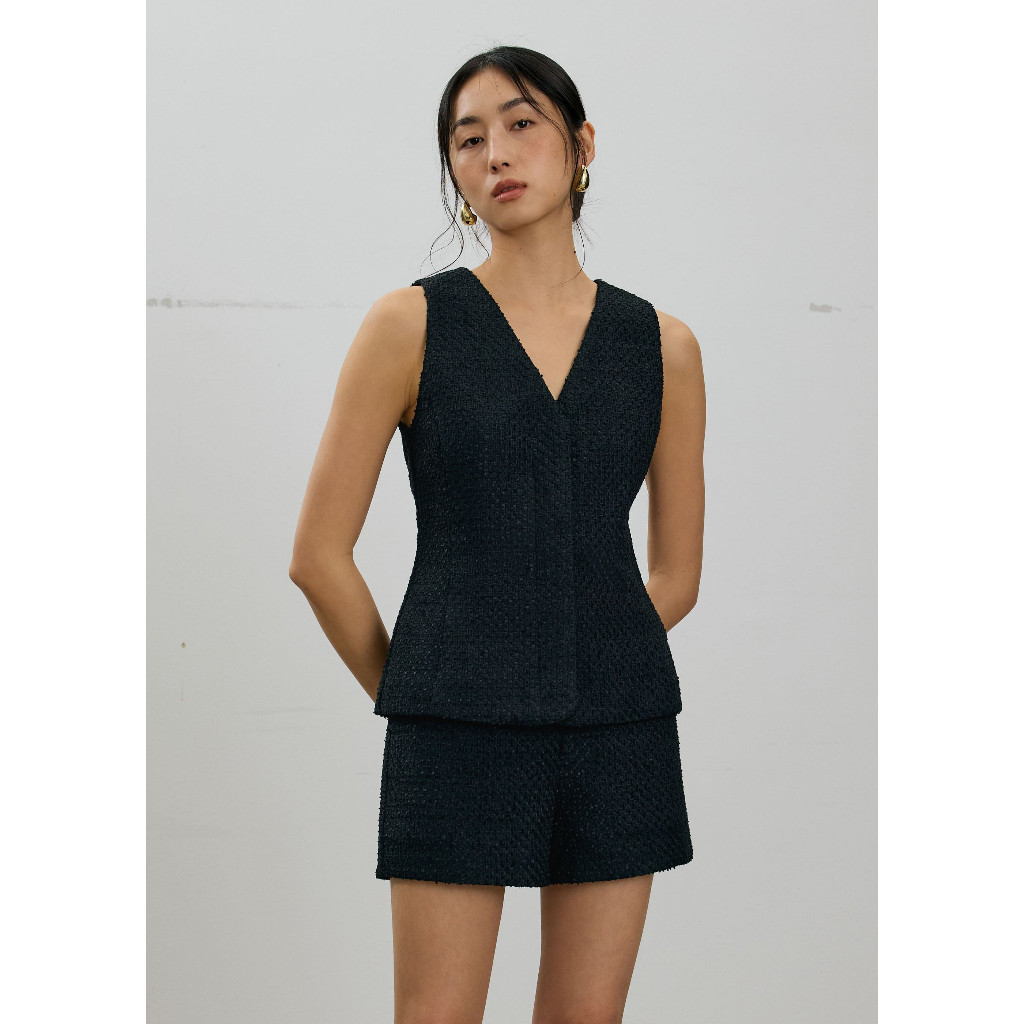Love Bonito - Atasan Wanita - Fumiko Ribbon Tweed Vest Top