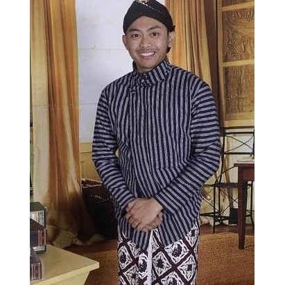 Promo Special Set Baju Surjan Lurik Pria Adat Jawa Surjan Lurik Jogja Solo - Motif Dewasa Lurik Hija