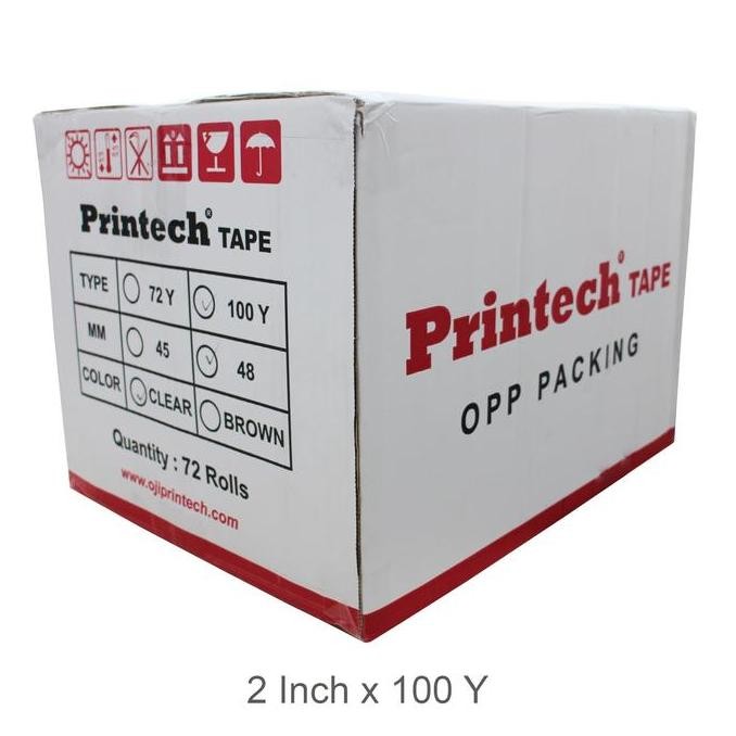 

PRINH OPP Tape Lakban Bening / Coklat 2 Inch 100 Y / 1 Dus 72 Roll