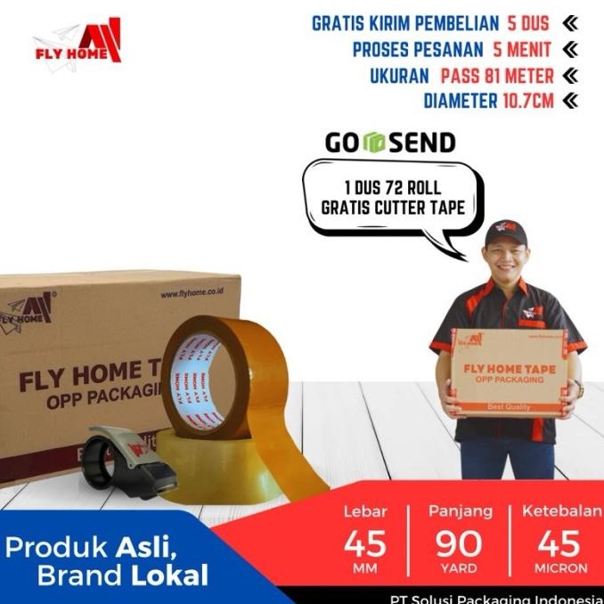 

Flyhome Lakban Bening Coklat 90Yard 81Meter 2Inci 45X90 Yard 1Dus 72Rolls Ukuran Asli Instan Co