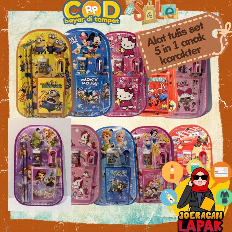 

JoeraganlapakAlat Tulis Set Notes Karakter Anak Buku Catatan Penghapus Rautan Pensil Souvenir Hadiah Kado Trending