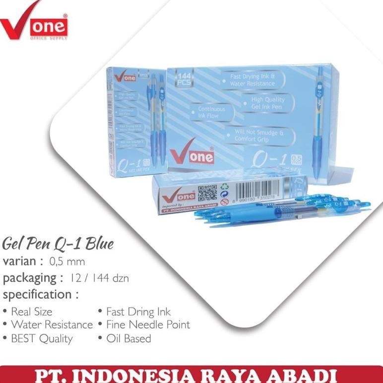

JoeraganlapakPena Gel V-One Q1 Biru/Hitam 0.5Mm Perpack Oil Based Pulpen Bulpen Bulpoint New Product