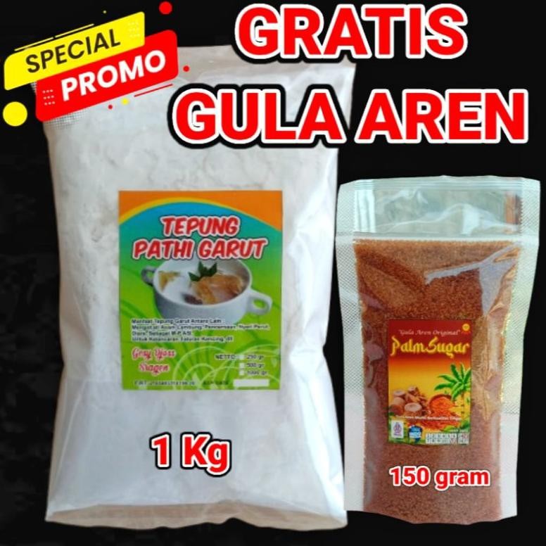 

Promo Tepung Garut Asli 1 Kg Gratis Gula Aren 150 Gram | Tepung Pati Garut Kualitas Premium Gluten Free
