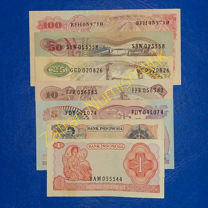 Set 7 Lembar Uang Kuno Rp 1 Sampai Rp 100 Sudirman Tahun 1968 Original Dan Terpercaya