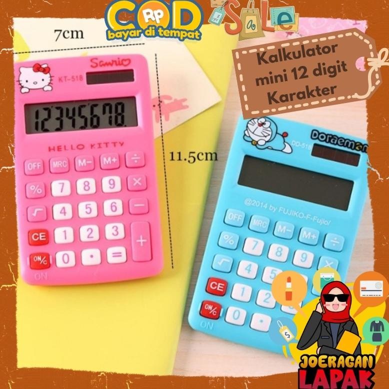 

JoeraganlapakKalkulator Mini 12 Digit Karakter Doraemon Hellokitty Portable Baru