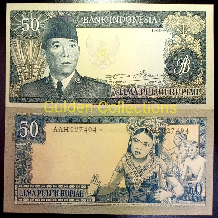 Uang Kuno 50 Rupiah Soekarno 1960 Unc Original Dan Terpercaya