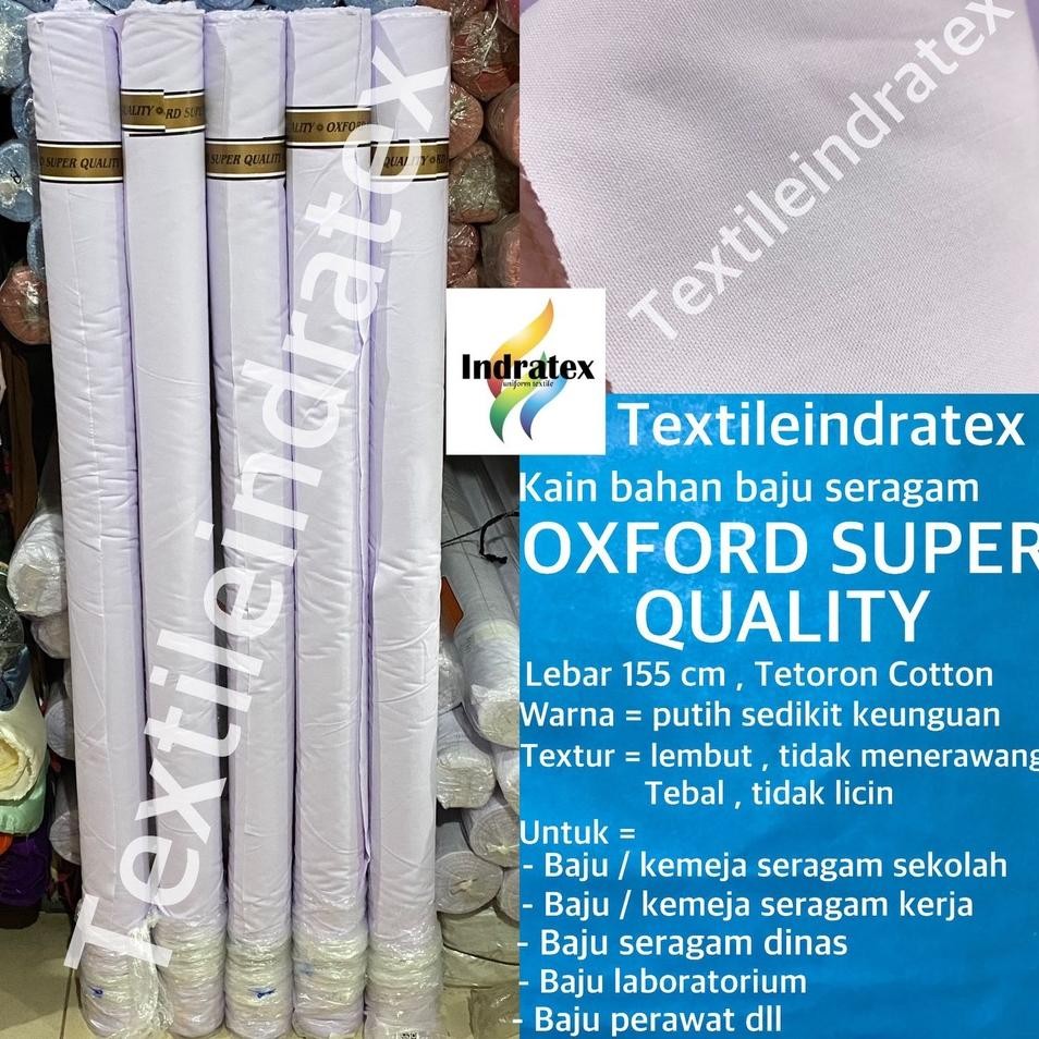 Per 1 Roll Kain Katun Oxford Quality Putih Tebal Gulung Lebar 155 Cm Isi 27 Meter Bahan Baju Kemeja 
