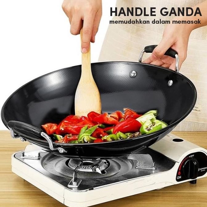 Wajan Kuping Enamel Kuali Hitam Ukuran 34 Cm Diameter Qme Shinko Trending