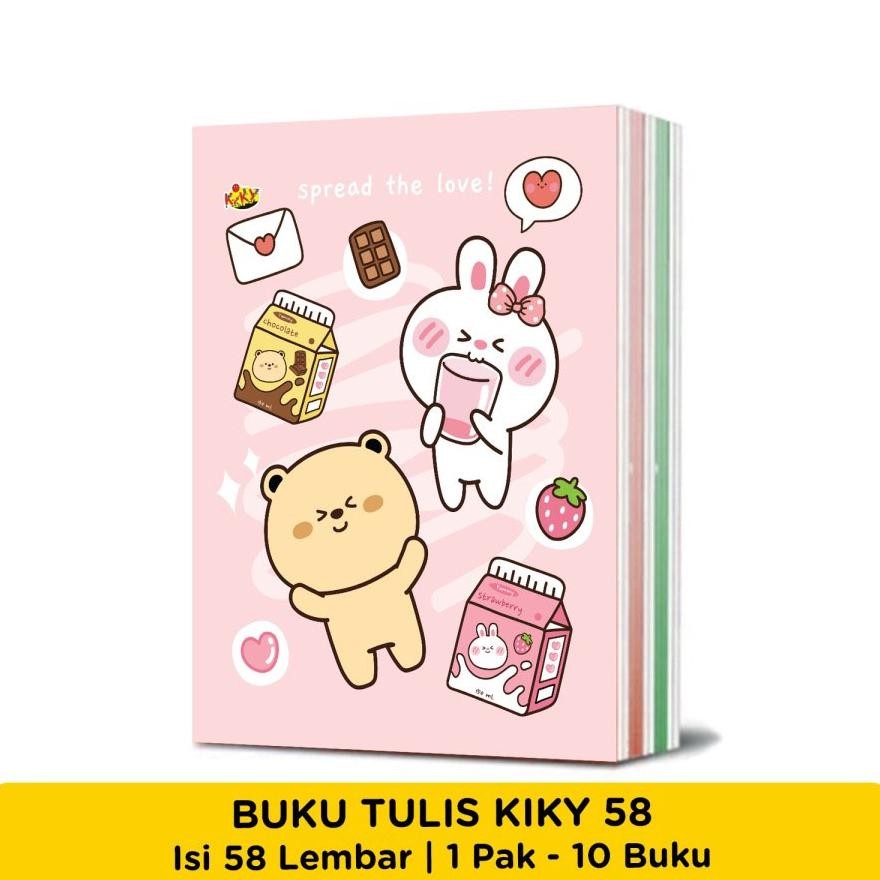 

Buku Tulis Kiky 58 Motif Random (1 pak isi 10 Buku) isi polos