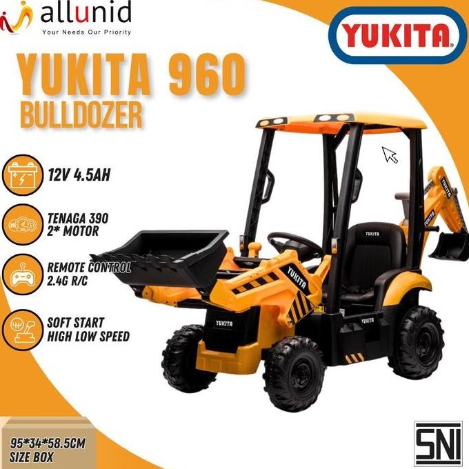 Berkualitas Maenan Anak Truk Garpu Mobil Aki Yukita 960 Forklift BULDOZER 12V MURAH