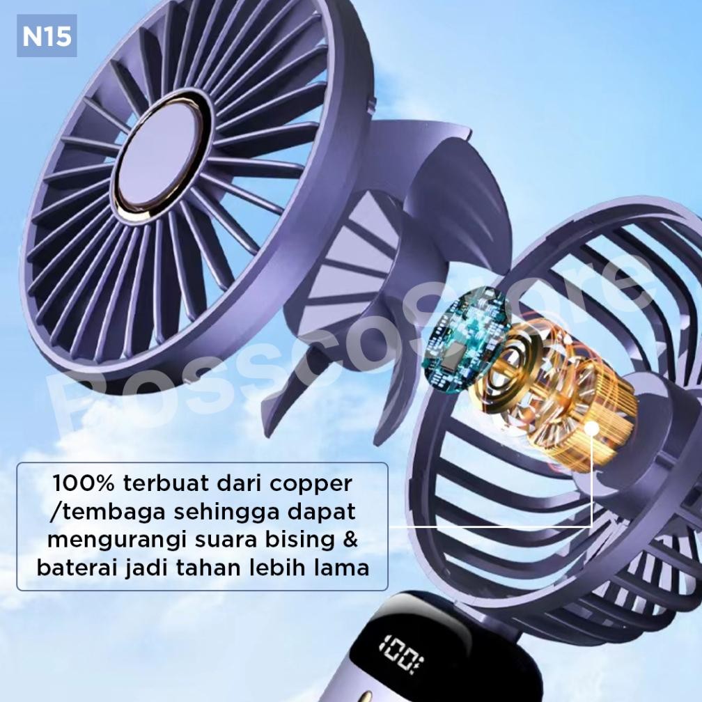 Original Kipas Angin Lipat Portable 10000Mah Digital Display Lcd Premium 5 Speed Kipas Angin Mini Po