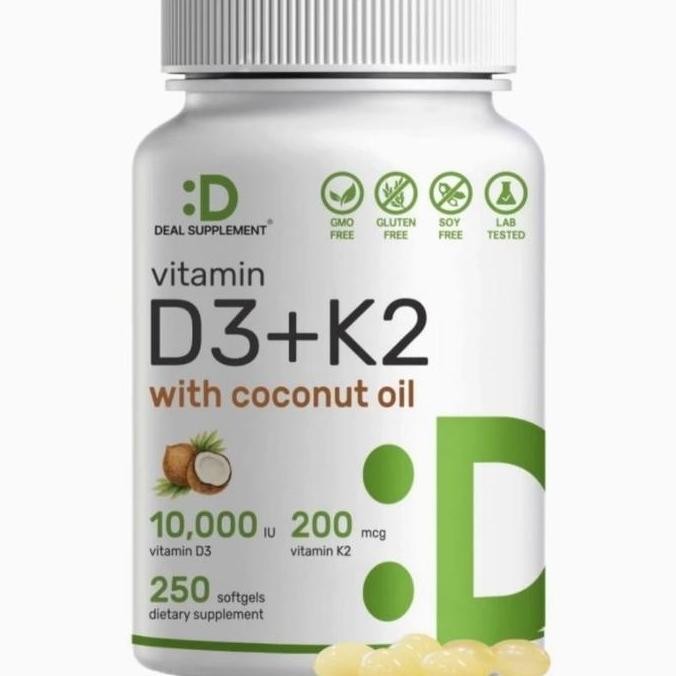 Deal Supplement Vitamin D3 10000Iu 10000 Iu K2 200 Mcg 200Mcg 250 Original Produk