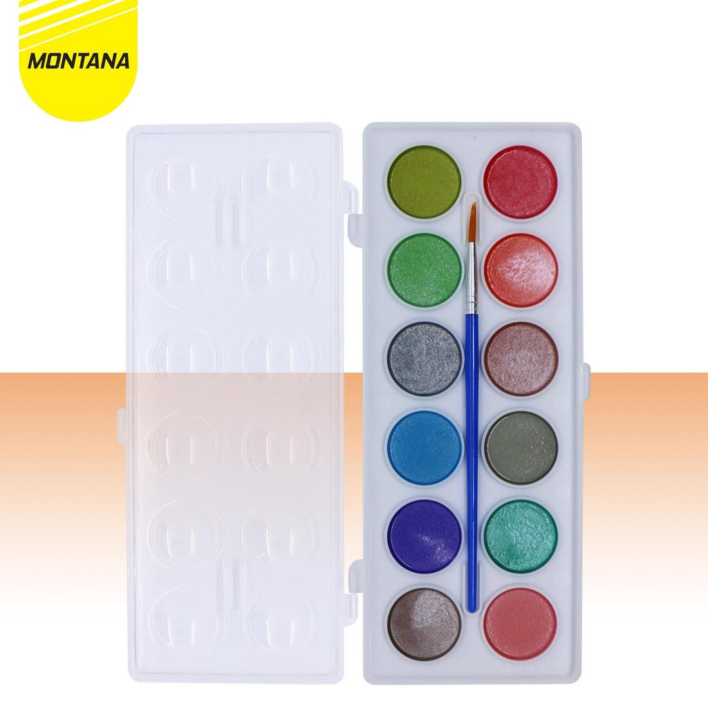 

MONTANA WATER COLOR GLITTER CAT AIR 12 WARNA WATER SOLUBLE POINTBRUSH INCLUDED TWFC-12