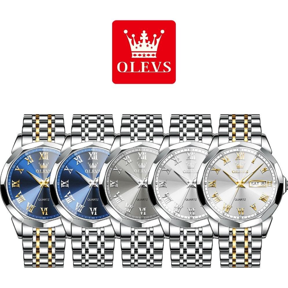OLEVS Jam Tangan Couple Pasangan Anti Air Original Stainless Steel Rantai Analog Mewah Couple Watch