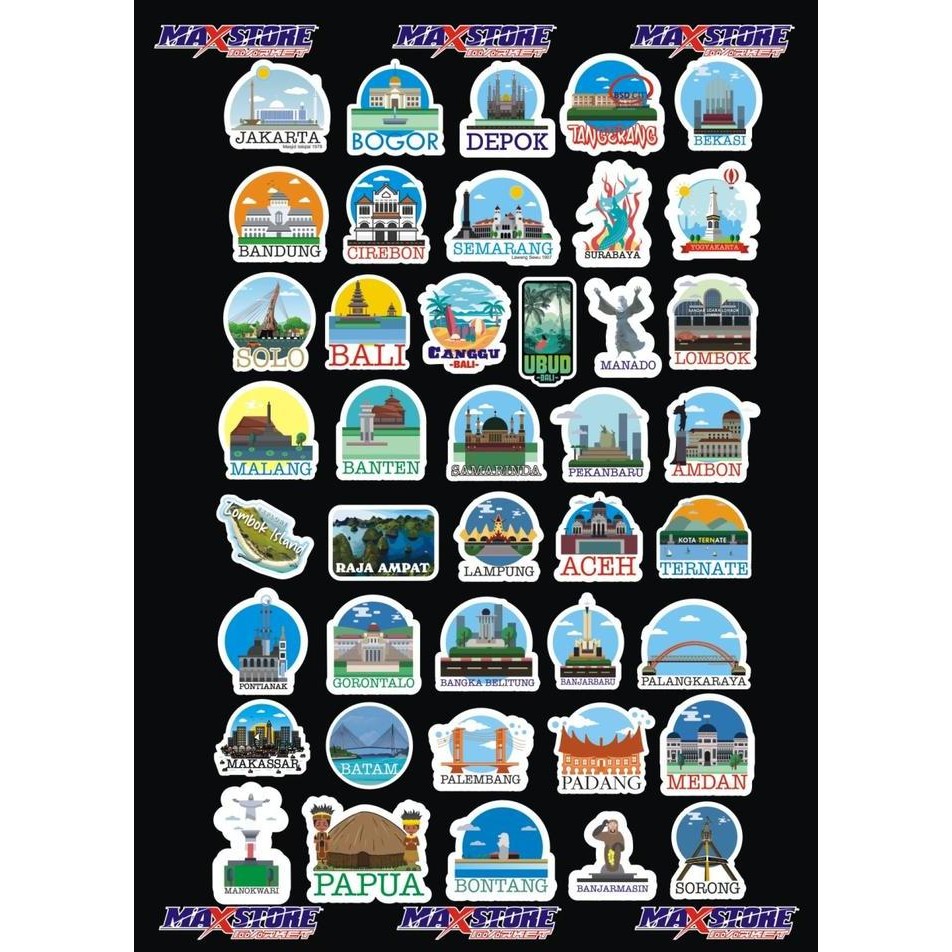 

sticker koper kota indonesia / luggage sticker / indonesia city sticker/ travel sticker pack / indonesia city sticker pack