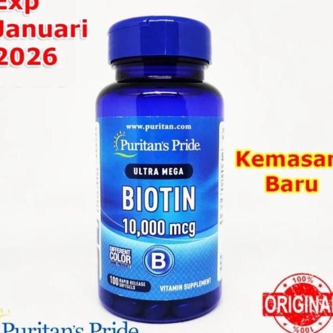 Puritan Puritan'S Pride Biotin 10000 Mcg Mg 10000Mcg 100 Caps Original Produk