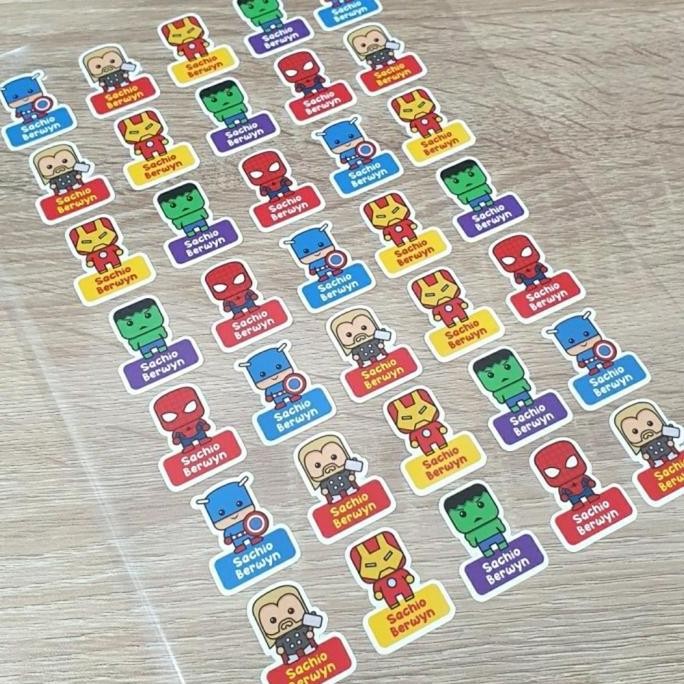 

stiker label nama anak laki superhero spiderman waterproof