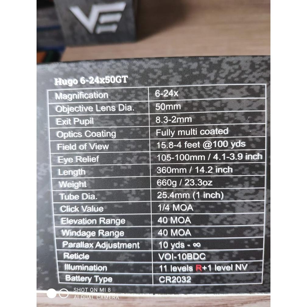 Teleskop Vector Hugo 6-24x50 SFP Multi-Coat Optics terlaris