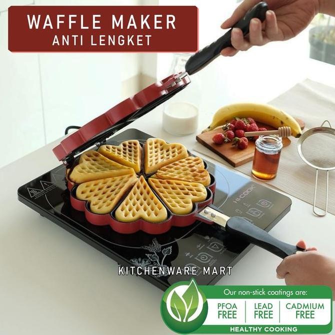 TERMURAH - Cetakan Waffle hati bahan teflon - waffle maker NUPON -Cetakan waffle Croffle Alat Masak 