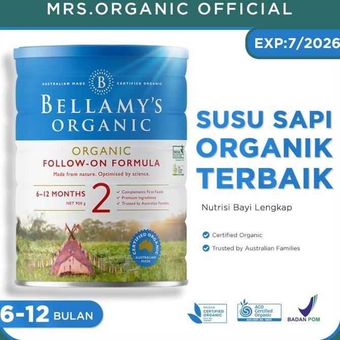 

Bellamy's Organic Step 2 Follow-on Formula 6-12 Bulan Susu Bayi Anak Terbaik Nutrisi Lengkap Dengan Bahan Premium Organik Sertifikasi ACO dan BPOM Powder Bubuk KS