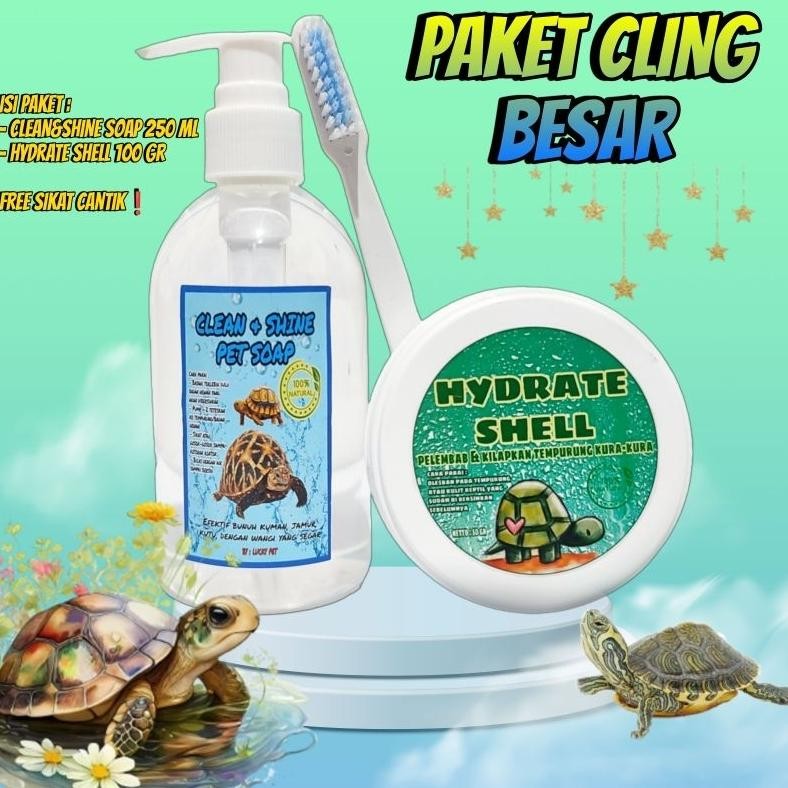 PAKET CLING BESAR sabun shampo sampo + pelembab tempurung kulit reptil kura kura darat reptil iguana