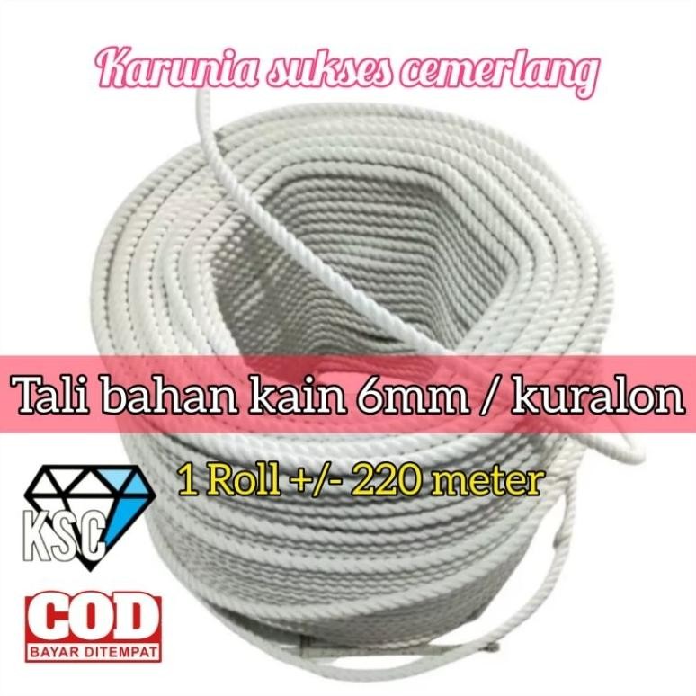 TALI BAHAN KAIN 6MM / TALI KURALON 6MM / TALI KATUN / TALI IKAT MOBIL / TALI TAMBANG 6MM / TAMPAR 6M